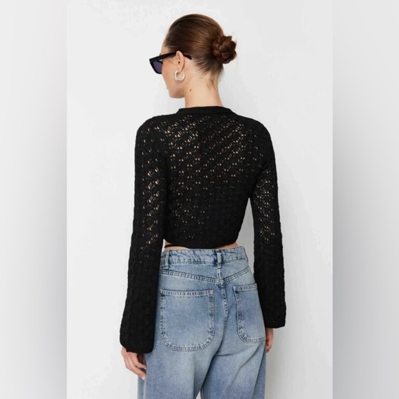 Zara Black Knit Patterned Top - Picture 1 of 4